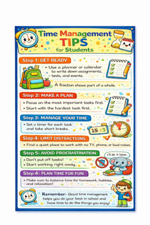 Time Management Tips for Students Anchor Chart